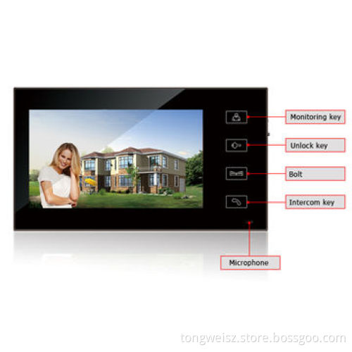 7-inch home automation system with touch key and 700TVL CMOS camera white and black